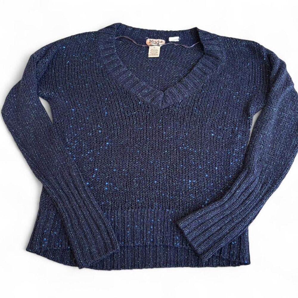 Mudd-clothing Women's Navy and Blue Jumper